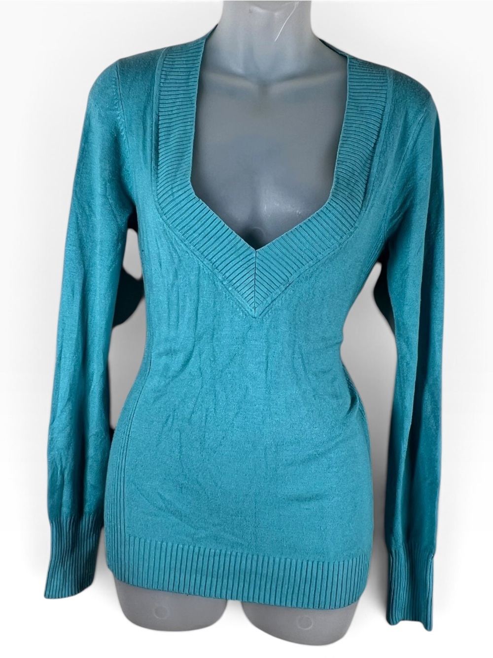 Deep Teal V-Neck Women's Sweater